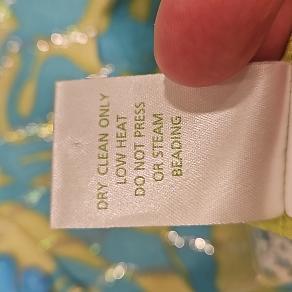 💕LILLY PULITZER💕 Alice Dress ~ Lurex Shine Lush Green Wild Orchid Print 10 - Picture 12 of 12